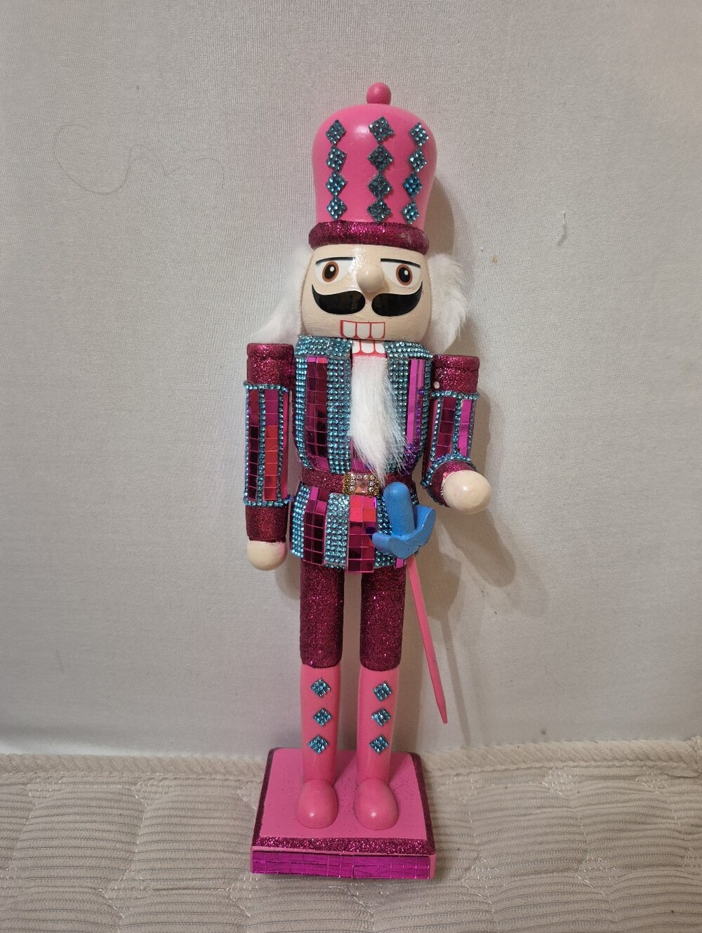 Pink Glitter Nutcracker Decorative Figurine